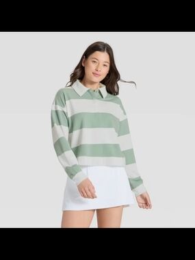 Women's Modal French Terry Polo Sweatshirt - All In Motion Sage Green